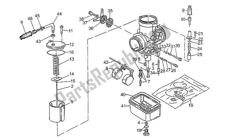 Toutes les pièces pour le Carburateur du Moto-Guzzi V 75 PA Nuovo Tipo 750 1996