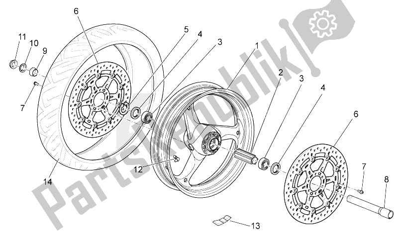 Toutes les pièces pour le Roue Avant du Moto-Guzzi Griso V IE 1100 2005