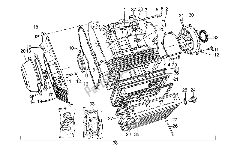 Todas las partes para Caja Del Cigüeñal de Moto-Guzzi 850 T5 III Serie Civile 1985