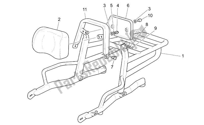 All parts for the Luggage Rack of the Moto-Guzzi California Classic Touring 1100 2006