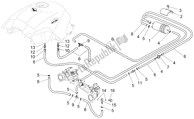 Toutes les pièces pour le Système De Récupération De Vapeur De Carburant du Moto-Guzzi Breva V IE 1100 2005