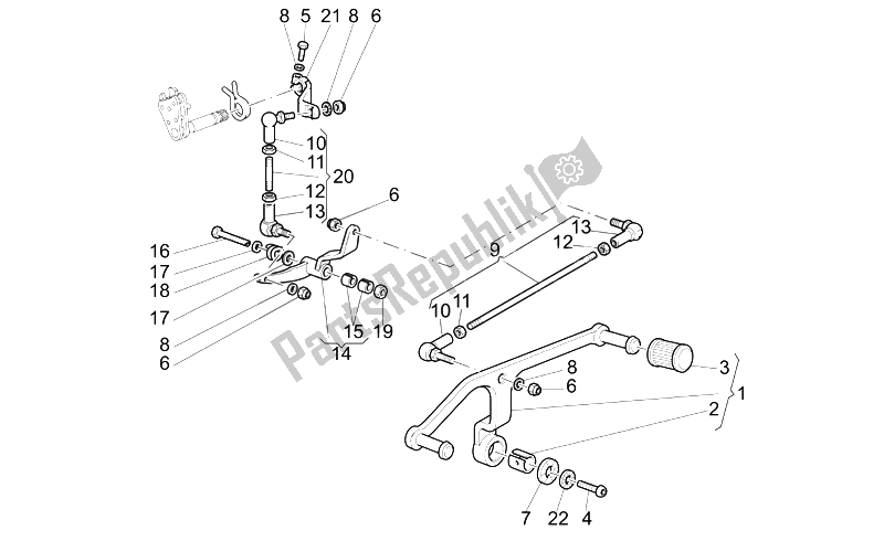 All parts for the Gear Lever of the Moto-Guzzi California Classic Touring 1100 2006