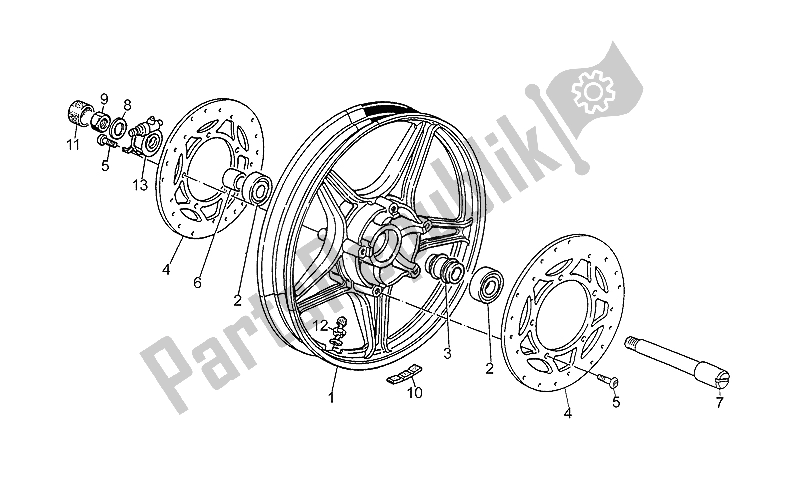 All parts for the Front Wheel of the Moto-Guzzi V 35 Carabinieri PA 350 1992