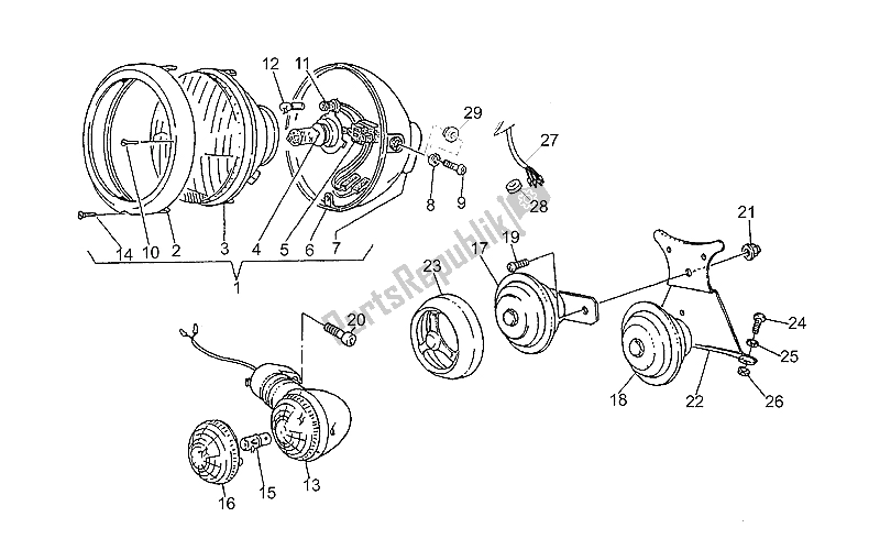 Toutes les pièces pour le Phare-corne du Moto-Guzzi Nevada Club 750 1998
