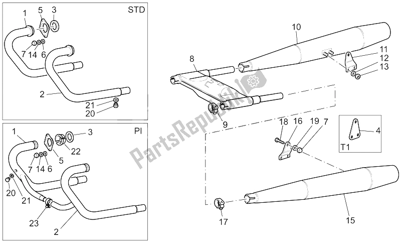 Todas las partes para Unidad De Escape de Moto-Guzzi California Stone Metal PI 1100 2002