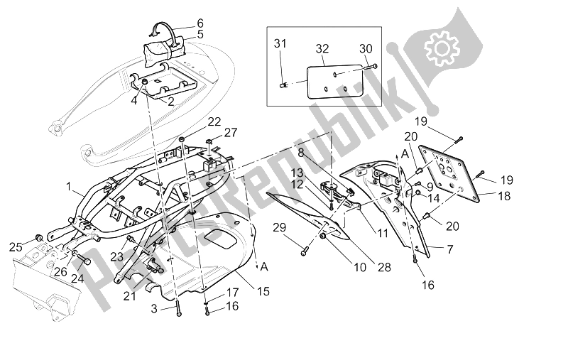 Alle onderdelen voor de Achterste Frame-nummerplaathouder van de Moto-Guzzi V 11 LE Mans 1100 2002