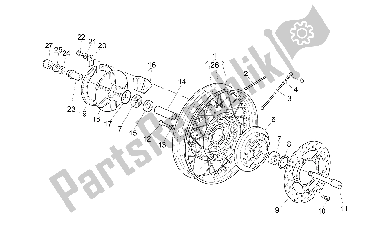 Toutes les pièces pour le Roue Arrière du Moto-Guzzi Quota ES 1100 1998