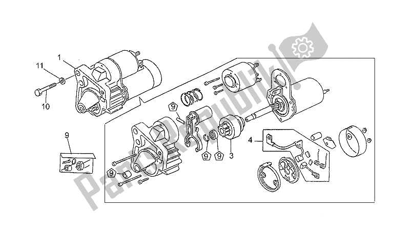 All parts for the Starter Motor of the Moto-Guzzi Daytona Racing 1000 1996