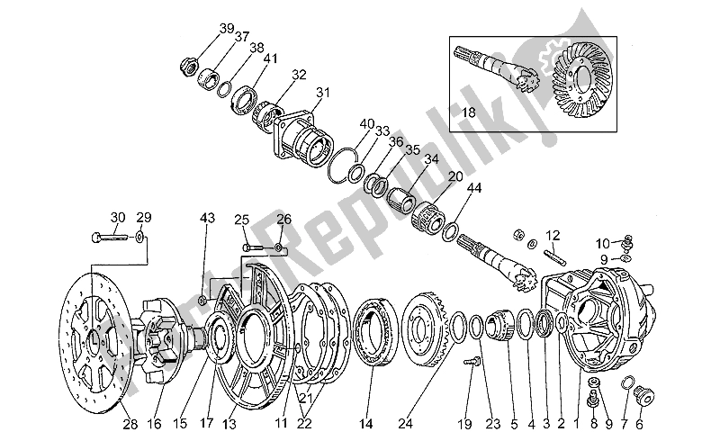 Toutes les pièces pour le Transmission Terminée du Moto-Guzzi V 75 PA Nuovo Tipo 750 1996