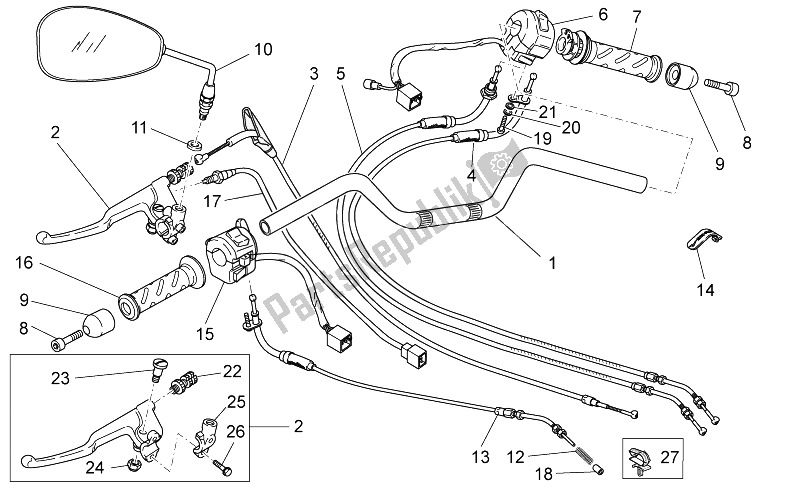 Tutte le parti per il Manubrio - Comandi del Moto-Guzzi Nevada 750 S 2010