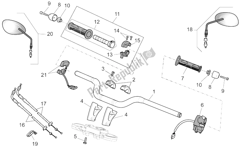 Todas as partes de Guiador - Controles do Moto-Guzzi Griso S E 1200 8V 2015