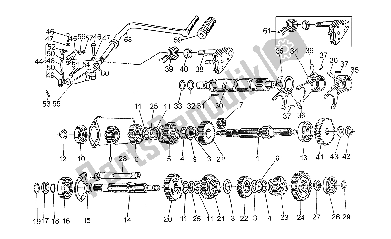 Toutes les pièces pour le Boîte De Vitesses du Moto-Guzzi V 50 PA 500 1992