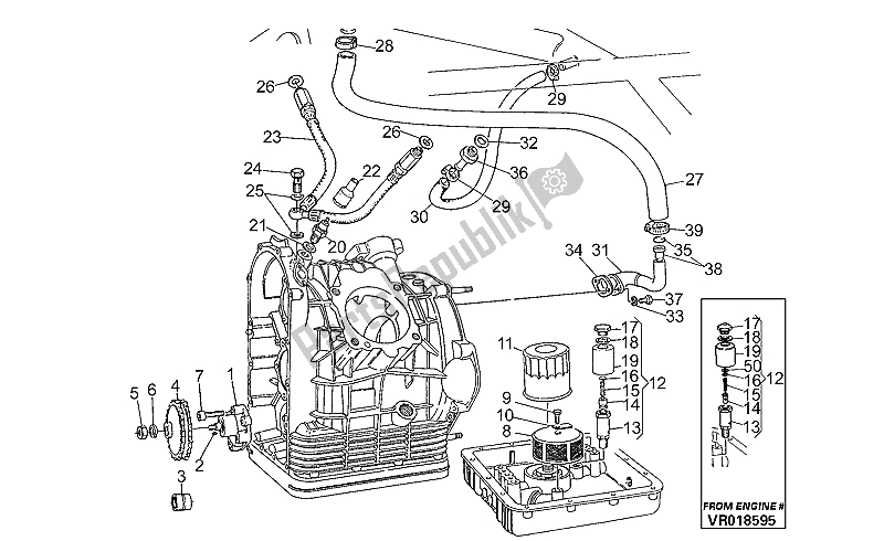 All parts for the Oil Pump of the Moto-Guzzi 850 T5 Polizia CC PA NC 1995