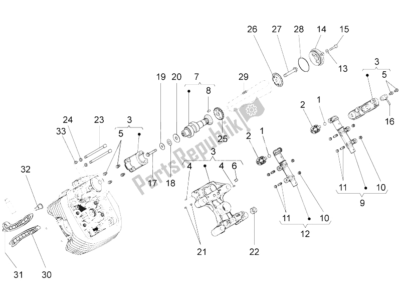 Toutes les pièces pour le Système De Synchronisation De Cylindre De Lh (rouleau) du Moto-Guzzi Stelvio 1200 NTX ABS 2009