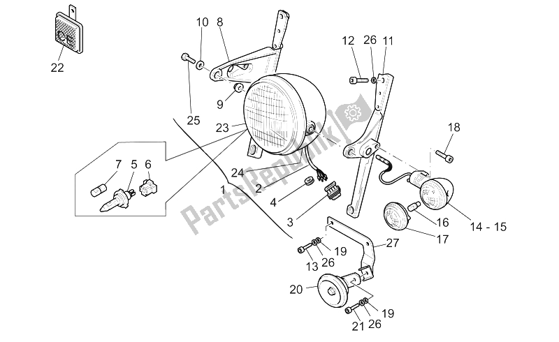 Todas as partes de Luzes Dianteiras do Moto-Guzzi California Stone Metal PI 1100 2002