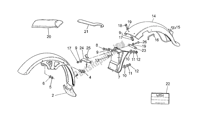 Toutes les pièces pour le Garde-boue du Moto-Guzzi V 35 Florida 350 1986