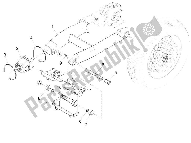 All parts for the Swing Arm of the Moto-Guzzi Audace 1400 2015