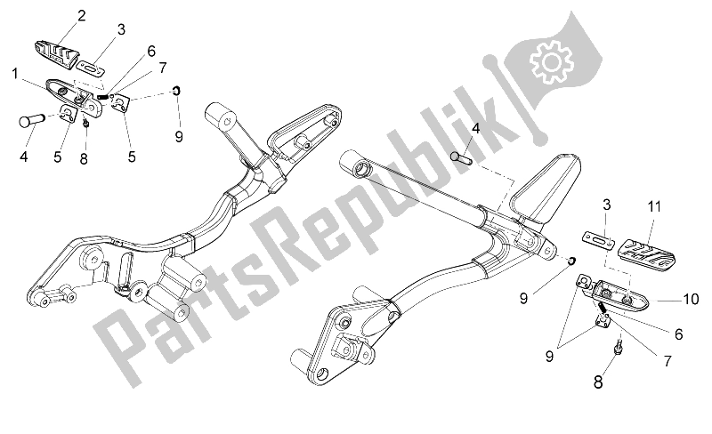 Toutes les pièces pour le Repose-pieds Arrière du Moto-Guzzi Stelvio 1200 NTX ABS 2009