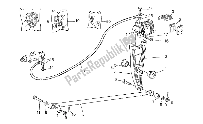 All parts for the Rear Brake Caliper of the Moto-Guzzi NTX 650 1987