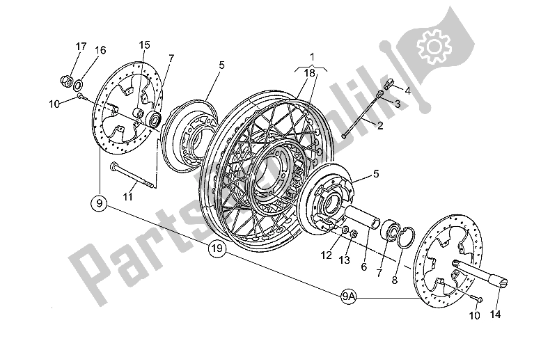 Tutte le parti per il Anteriore Wh, Raggi, 2a Serie del Moto-Guzzi GT 1000 1987