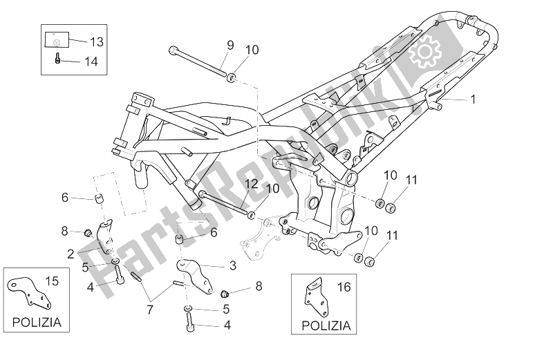 Tutte le parti per il Frame I del Moto-Guzzi Norge 1200 IE 2006