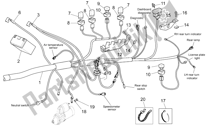 Tutte le parti per il Impianto Elettrico Ii del Moto-Guzzi Griso S E 1200 8V 2015