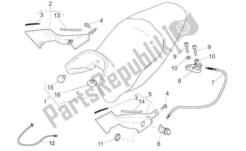 All parts for the Saddle-central Bod of the Moto-Guzzi Norge 1200 IE 2006