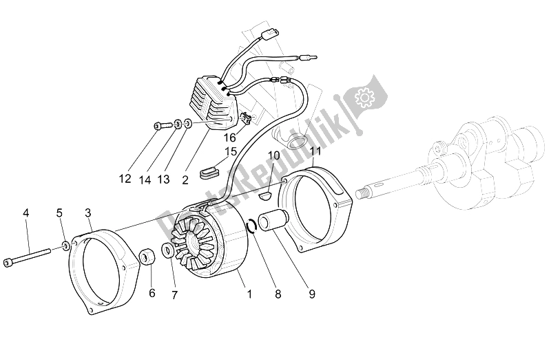 Alle onderdelen voor de Generator - Regelaar van de Moto-Guzzi V 11 LE Mans 1100 2002