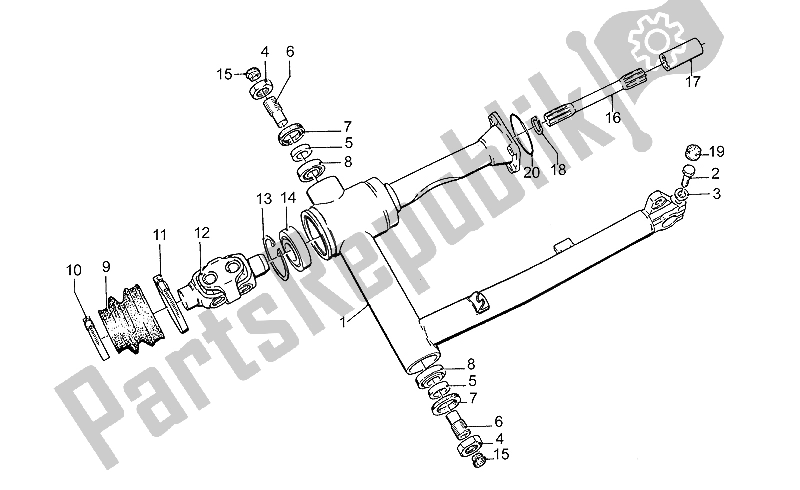 All parts for the Swing Arm of the Moto-Guzzi SP III 1000 1989
