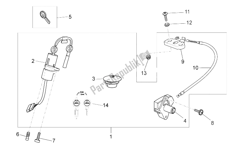Tutte le parti per il Kit Di Blocco Hardware del Moto-Guzzi Nevada Classic 750 2012