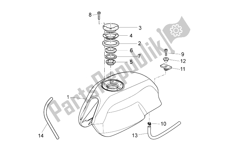 Tutte le parti per il Serbatoio Di Carburante del Moto-Guzzi V7 Stone 750 2014