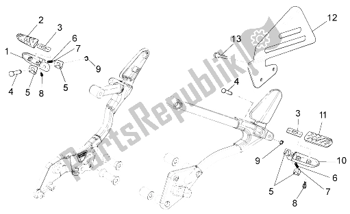 Toutes les pièces pour le Repose-pieds Arrière du Moto-Guzzi Stelvio 1200 8V STD NTX 2011