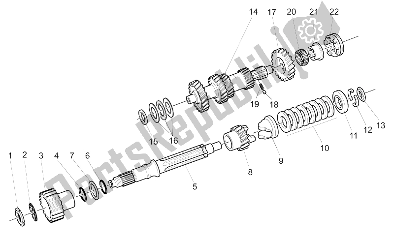 All parts for the Primary Gear Shaft of the Moto-Guzzi California Special Sport AL PI 1100 2002
