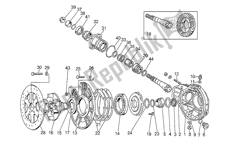 All parts for the Bevel Gear of the Moto-Guzzi Targa 750 1990