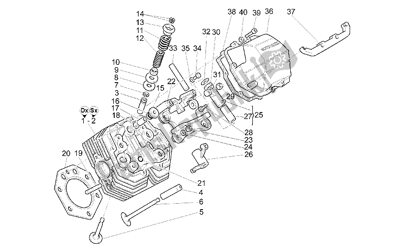 Alle onderdelen voor de Cilinderkopii van de Moto-Guzzi California EV V 11 USA 1100 1997