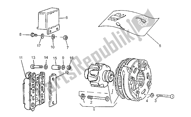 Todas las partes para Alternador Bosch de Moto-Guzzi 750 X Polizia PA 1A Serie 1992