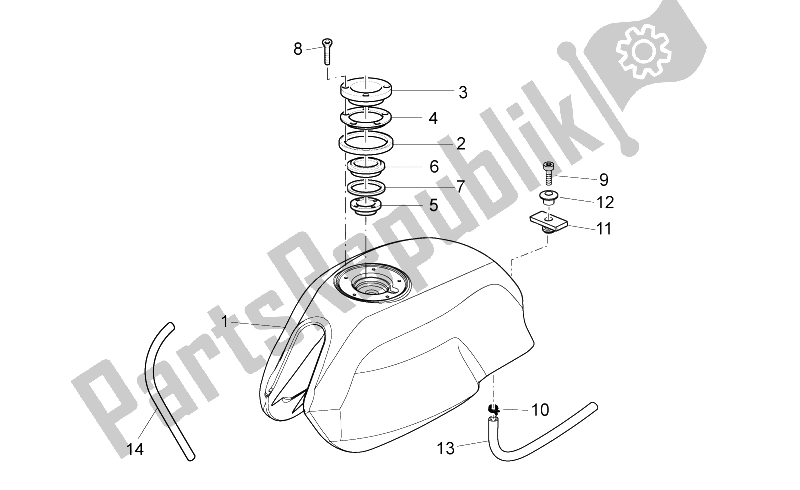 Alle onderdelen voor de Benzinetank van de Moto-Guzzi V7 Special Stone 750 2012