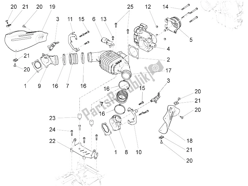 All parts for the Throttle Body of the Moto-Guzzi Eldorado 1400 USA 2016