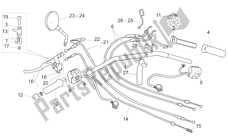 All parts for the Handlebar - Controls of the Moto-Guzzi California Alum TIT PI CAT 1100 2003