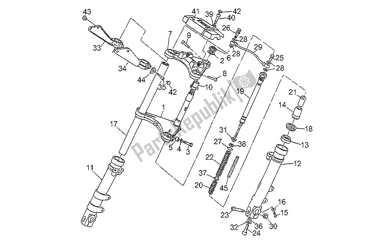 Toutes les pièces pour le Fourche Avant du Moto-Guzzi Nevada 350 1992