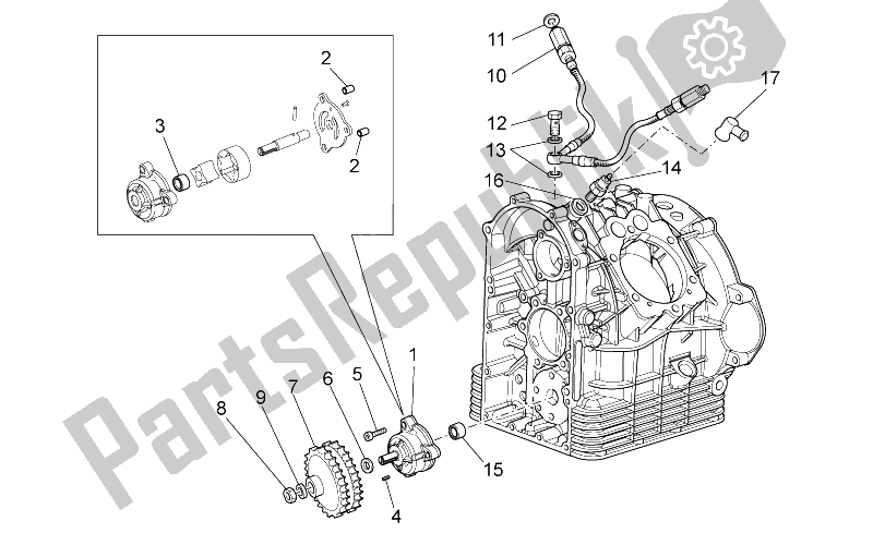 All parts for the Oil Pump of the Moto-Guzzi Norge 1200 IE 2006
