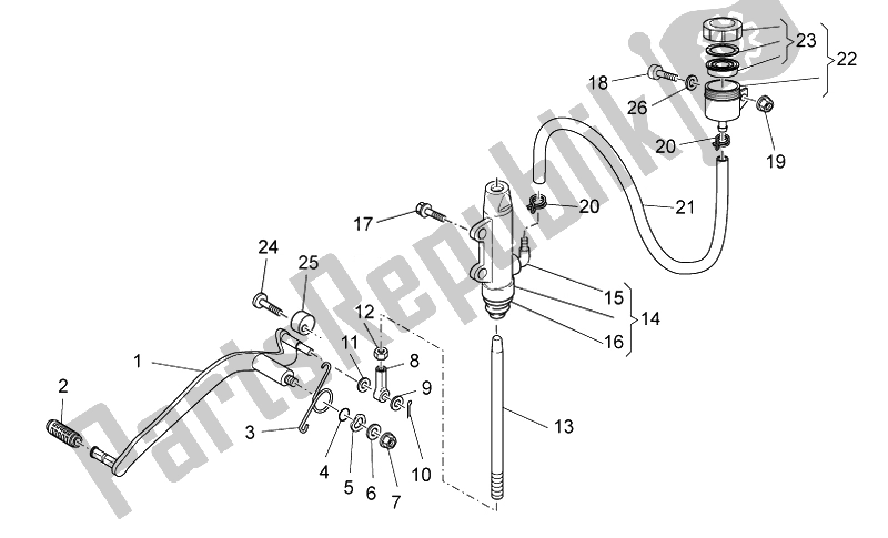 Toutes les pièces pour le Maître-cylindre Arrière du Moto-Guzzi Nevada 750 S 2010