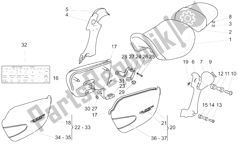 Todas las partes para Cuerpo Central De Silla De Montar de Moto-Guzzi California Alum TIT PI CAT 1100 2003