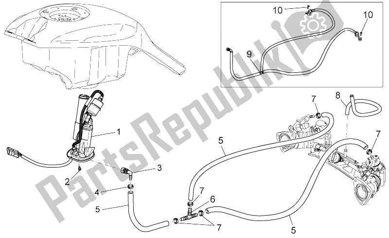 Tutte le parti per il Rifornimento Di Carburante del Moto-Guzzi Griso V IE 1100 2005