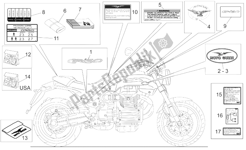 Toutes les pièces pour le Assiette Set-decal-op. Handbooks du Moto-Guzzi Griso V IE 1100 2005