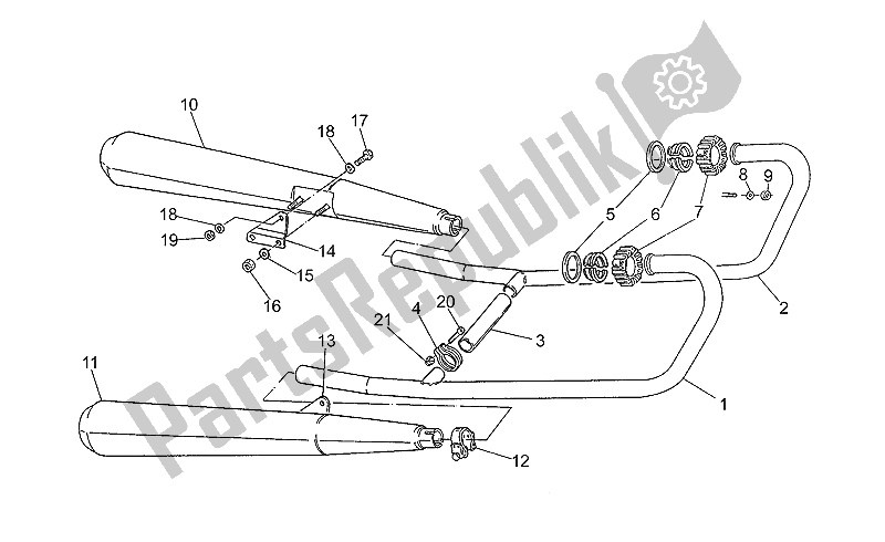 Toutes les pièces pour le Unité D'échappement du Moto-Guzzi V 50 PA 500 1992