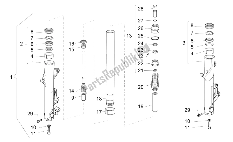 Toutes les pièces pour le Fourche Avant du Moto-Guzzi Breva V IE 850 2006