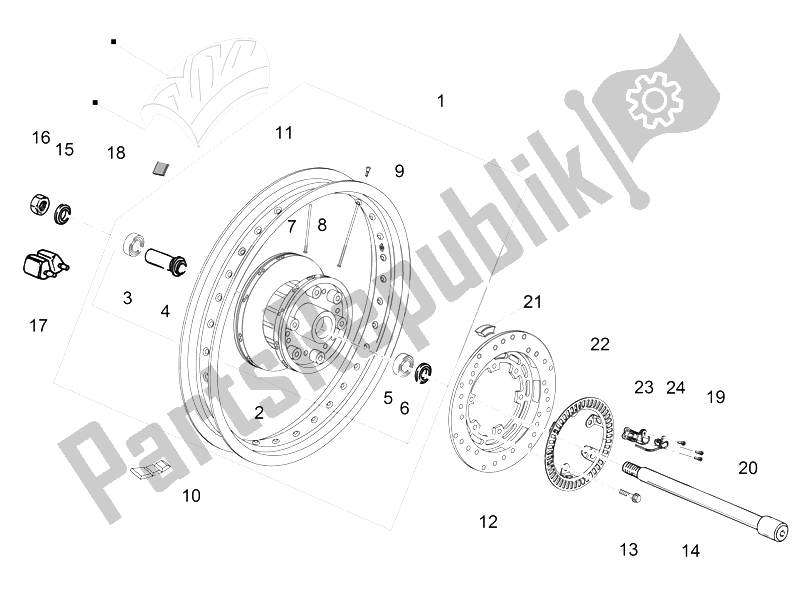 Todas las partes para Rueda Trasera I de Moto-Guzzi V7 II Special ABS 750 2015