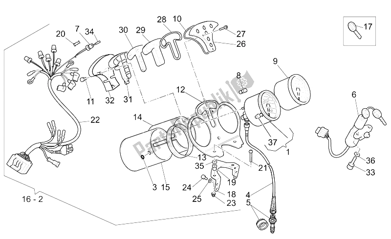 All parts for the Dashboard of the Moto-Guzzi California Alum TIT PI CAT 1100 2003