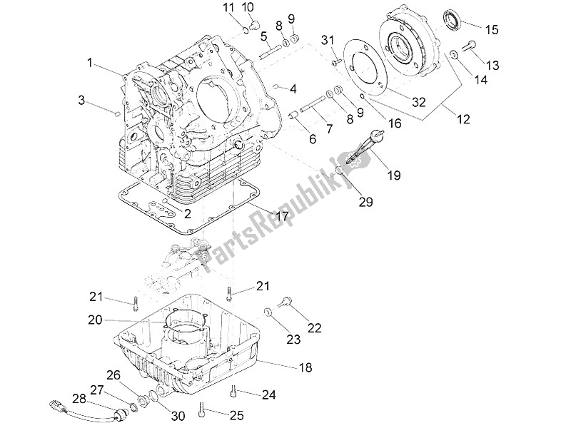 All parts for the Crankcases I of the Moto-Guzzi Eldorado 1400 USA 2016